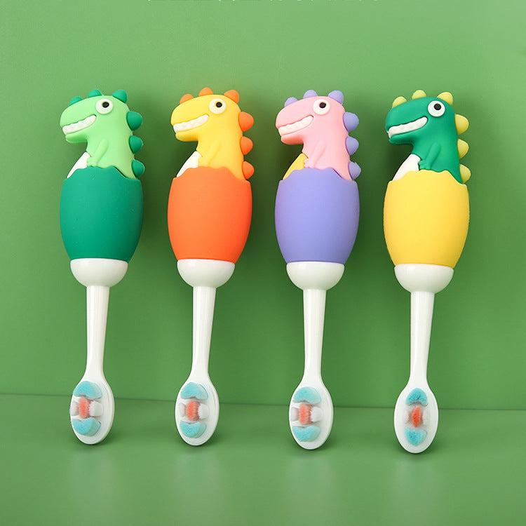 Antibacterial Baby Toothbrush (Soft, Fine Bristles) - Dinosaur / Duck