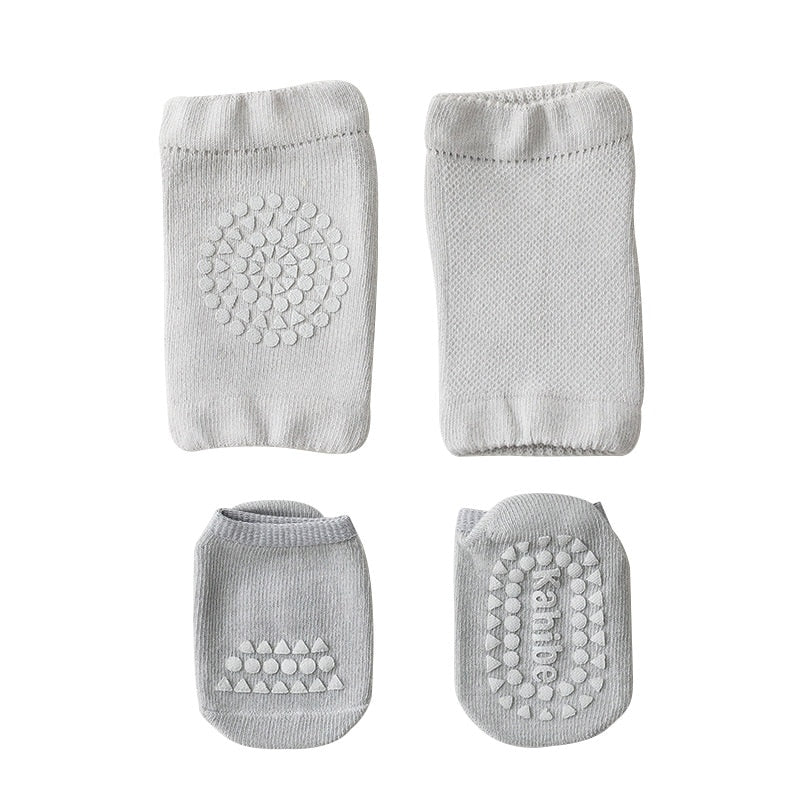 Summer Baby Knee Pads Socks Set Solid Color Anti Slip Socks Kneecap Kid Crawling Safety Floor Socks Knee Protector for Girls Boy