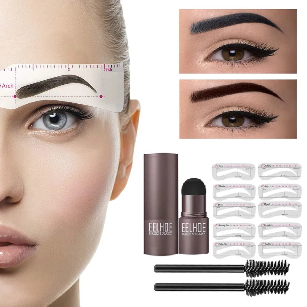 2023 One Step Eyebrow Stamp Shaping Kit Makeup Brow Set Pen Women Waterproof Contour Stencil Tint Natural Stick Hairline Enhanc