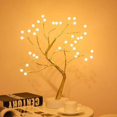 Add a Festive Touch to Your Home with the LED Night Light Mini Christmas Tree: Copper Wire Garland Lamp for Kids Bedroom Decoration and Holiday Lighting!