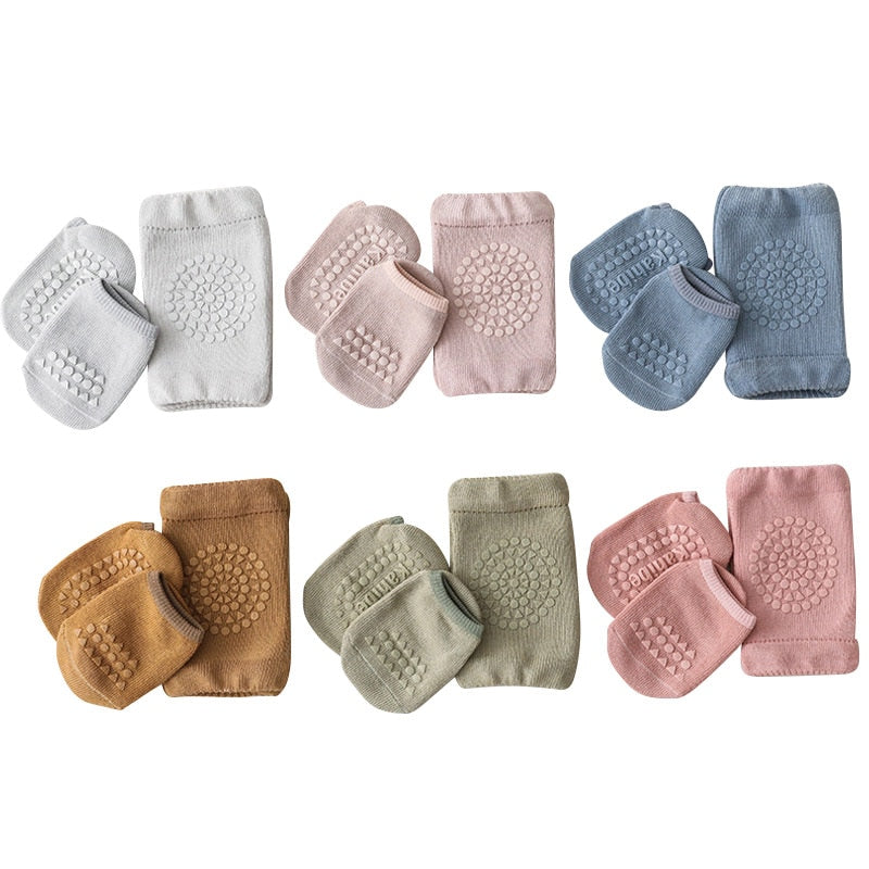 Summer Baby Knee Pads Socks Set Solid Color Anti Slip Socks Kneecap Kid Crawling Safety Floor Socks Knee Protector for Girls Boy