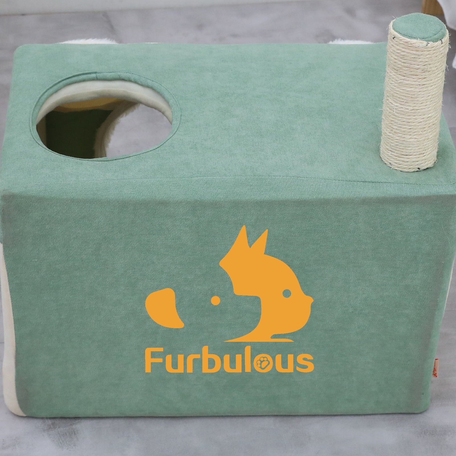 Furbulous Cat Tunnel with Hideaway Box Nest Cave House and Scratching Post - Camera Shape