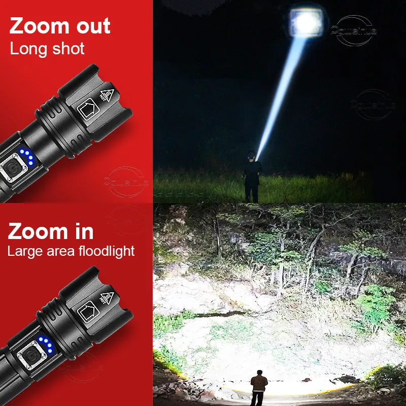 Most Powerful LED Flashlight USB Rechargeable Torch Light High Power Flashlight Tactical Lantern Long Shot Hand Lamp For Camping