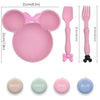 3Pcs/set Cartoon Baby Bowl Tableware Set Wheat Straw Children's Dishes Kids Dinner Feeding Plate Bowknot Food Plate Spoon Fork