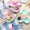 3Pcs/set Cartoon Baby Bowl Tableware Set Wheat Straw Children's Dishes Kids Dinner Feeding Plate Bowknot Food Plate Spoon Fork