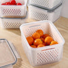 Vegetable and Fruit Refrigerator Storage Container with Drain Basket - Kitchen Pantry Organizer