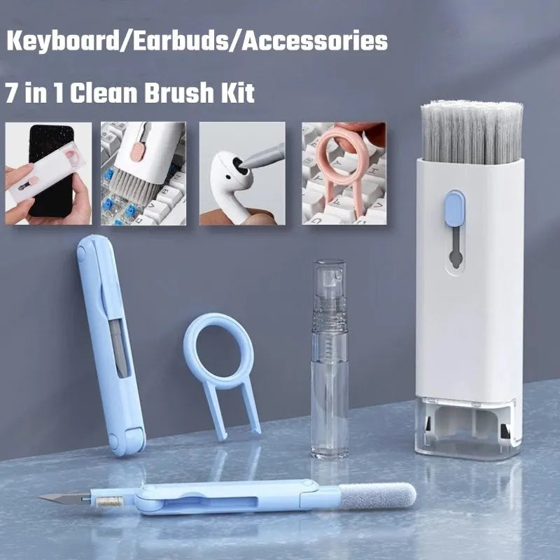 7-in-1 Cleaning Kit Computer Keyboard Cleaner Brush Earphones Cleaning Pen For AirPods iPhone Cleaning Tools Keycap Puller Set