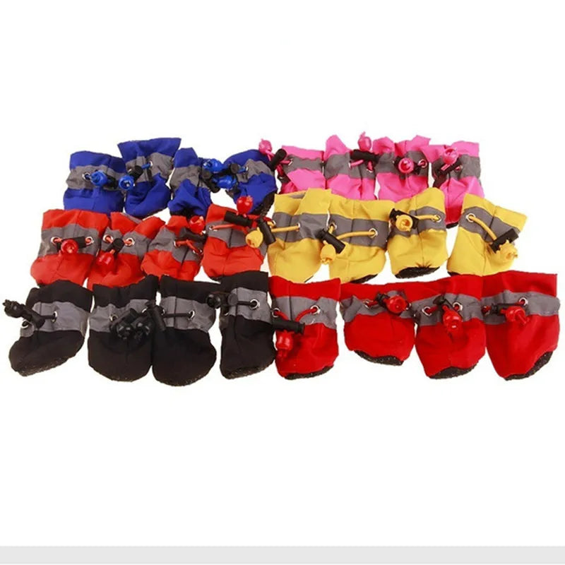 4pcs/set Waterproof Pet Dog Shoes Chihuahua Anti-slip Rain Boots