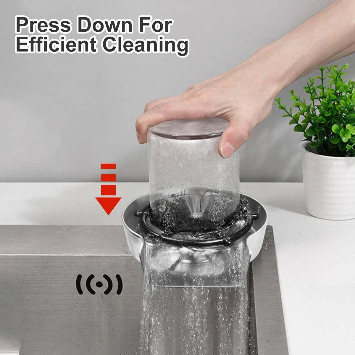 Stainless Steel Cup Washer Bar Glass Rinser High Pressure Faucet Automatic Glass Cup Washer Kitchen Accessories Clean Tool