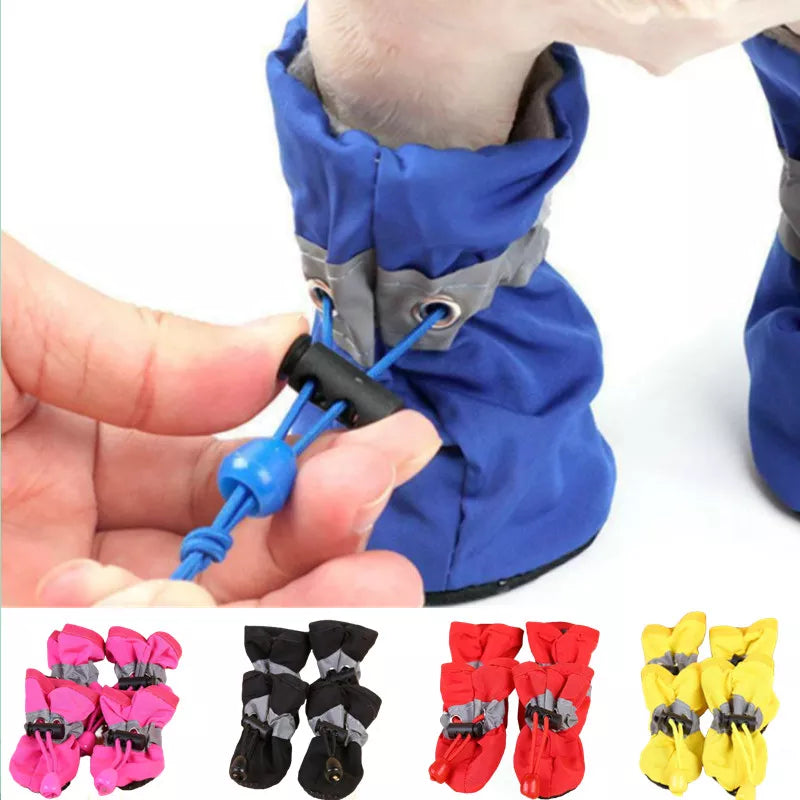 4pcs/set Waterproof Pet Dog Shoes Chihuahua Anti-slip Rain Boots