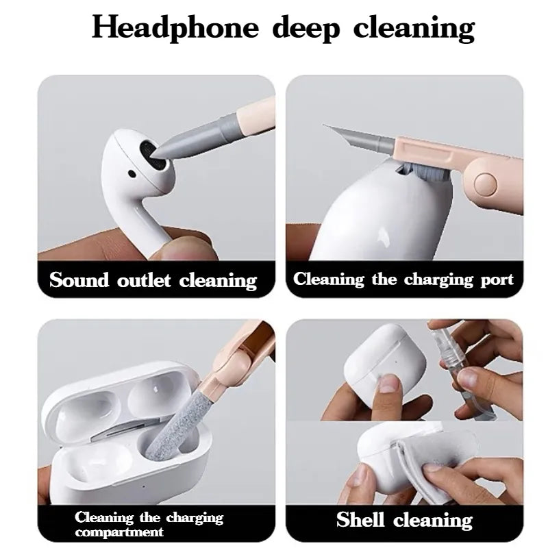 7-in-1 Cleaning Kit Computer Keyboard Cleaner Brush Earphones Cleaning Pen For AirPods iPhone Cleaning Tools Keycap Puller Set