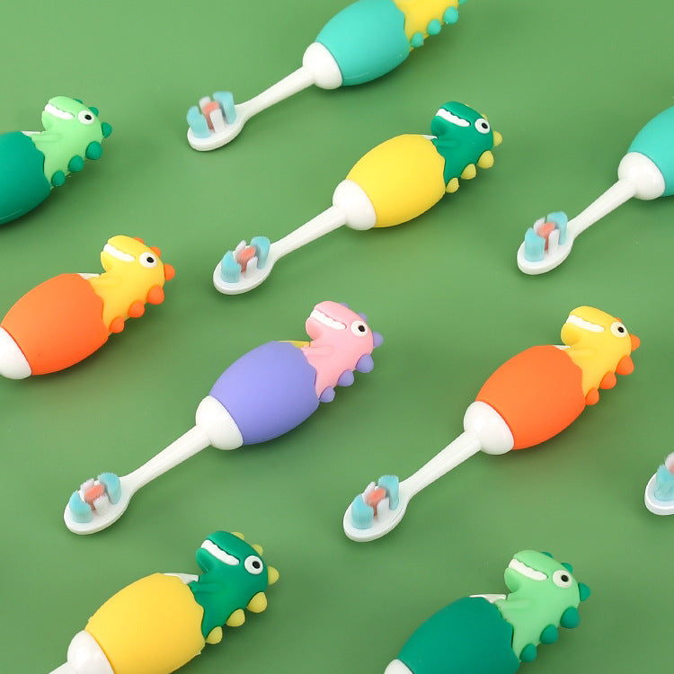 Antibacterial Baby Toothbrush (Soft, Fine Bristles) - Dinosaur / Duck