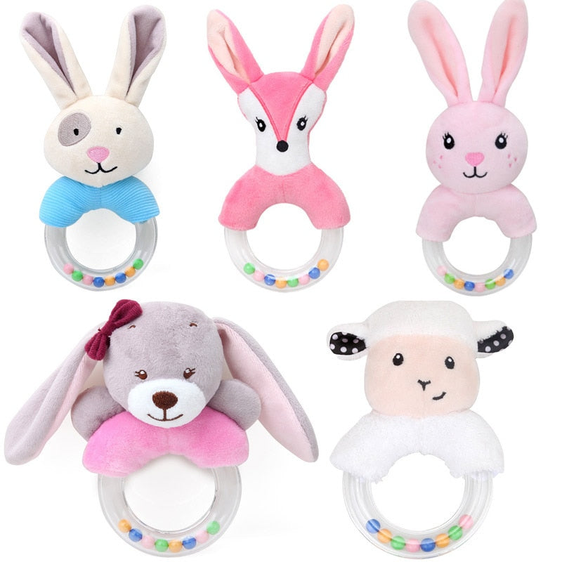 Baby Kids Rattle Toys Cartoon Animal Plush Hand Bell Baby Stroller Crib Hanging Rattles Infant Baby Toys