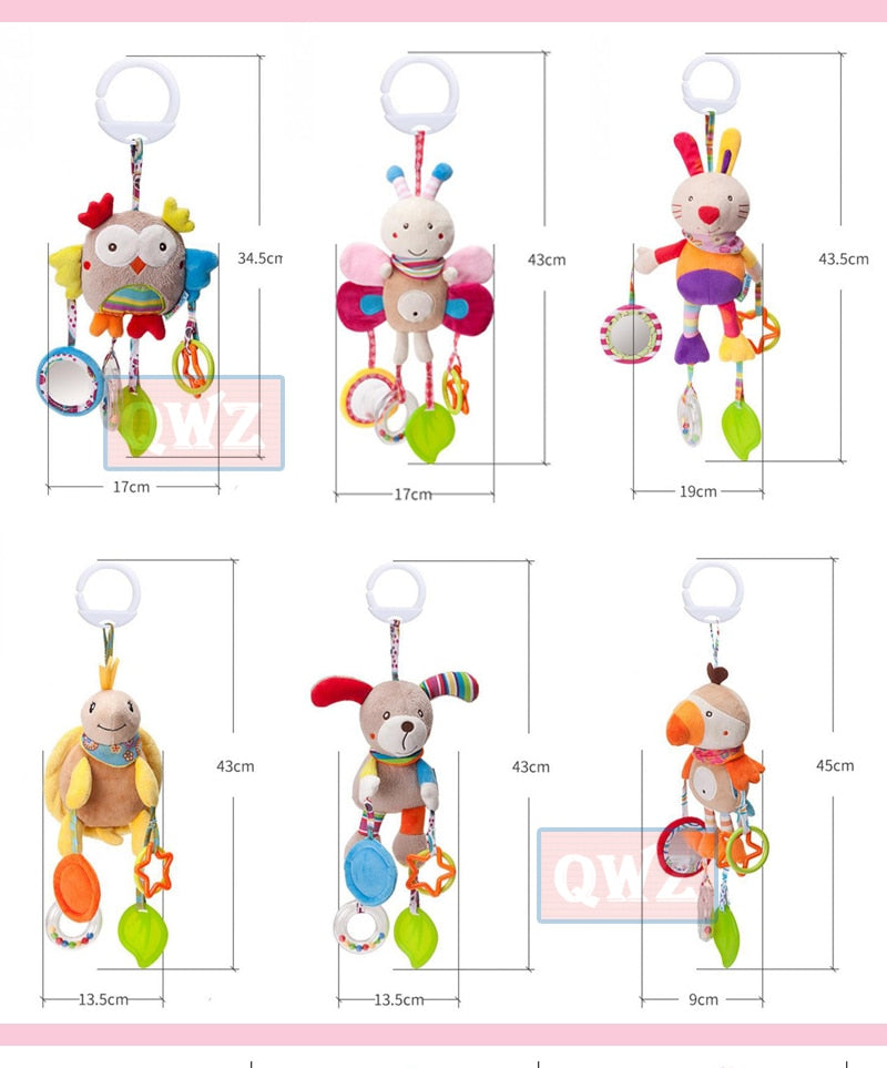 Baby Kids Rattle Toys Cartoon Animal Plush Hand Bell Baby Stroller Crib Hanging Rattles Infant Baby Toys