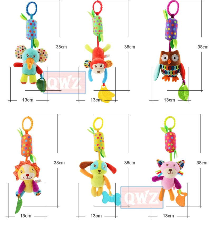 Baby Kids Rattle Toys Cartoon Animal Plush Hand Bell Baby Stroller Crib Hanging Rattles Infant Baby Toys