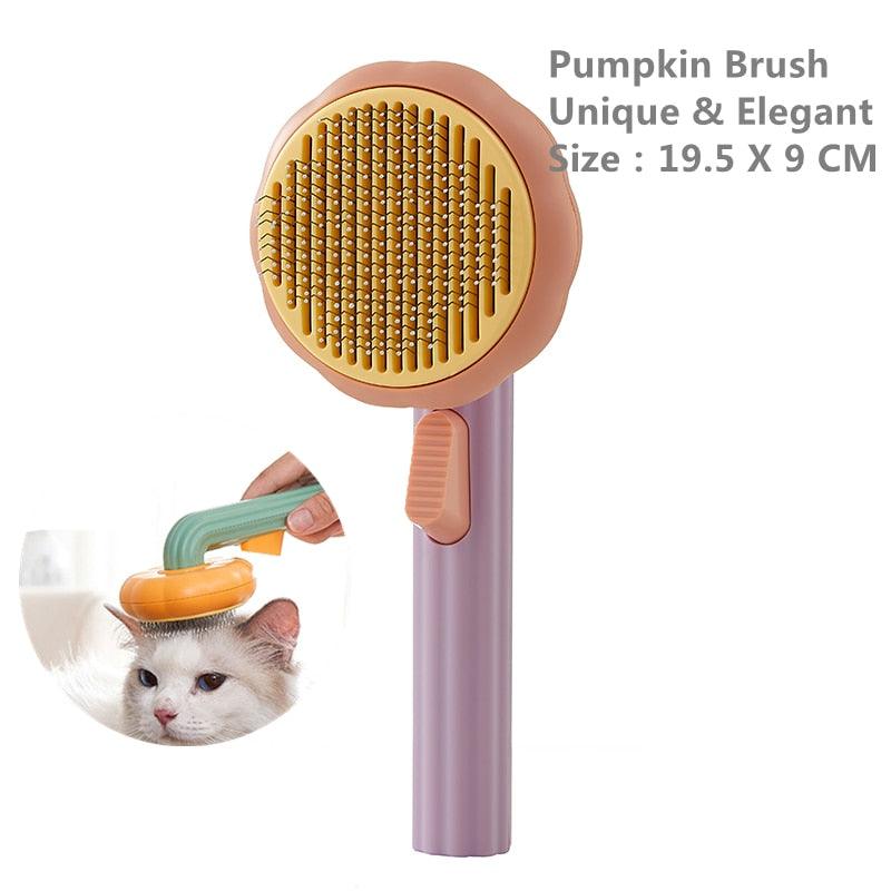 Pumpkin Pet Brush, Self Cleaning Slicker Brush for Shedding Dog Cat Grooming Comb Removes Loose Underlayers and Tangled Hair,