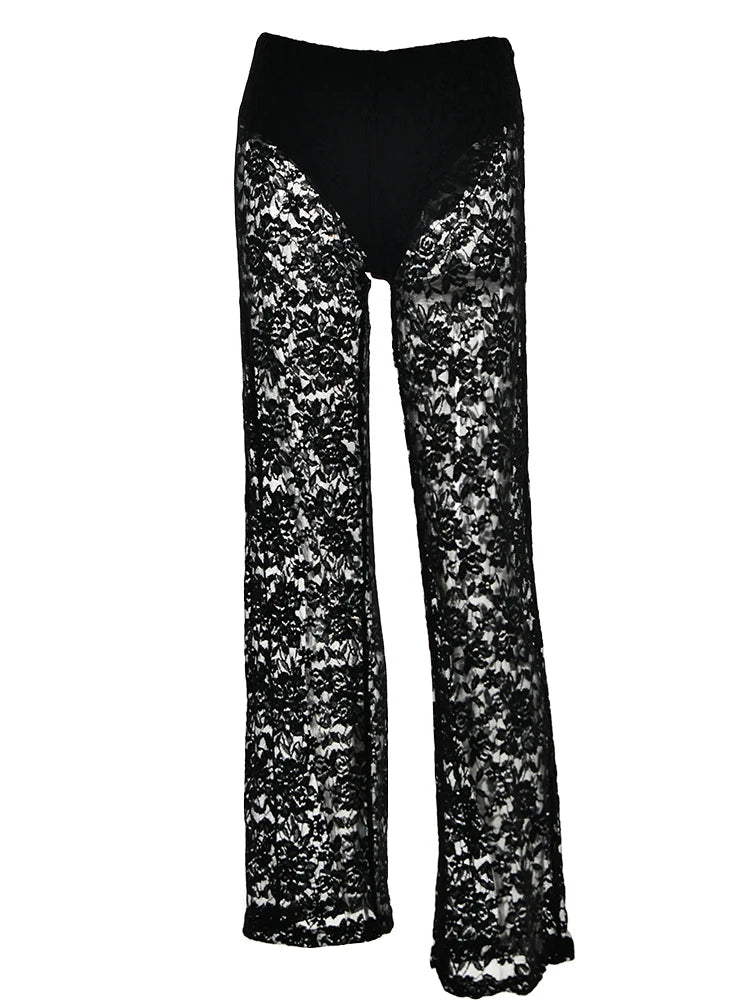 Sexy See Through Lace Women Pant