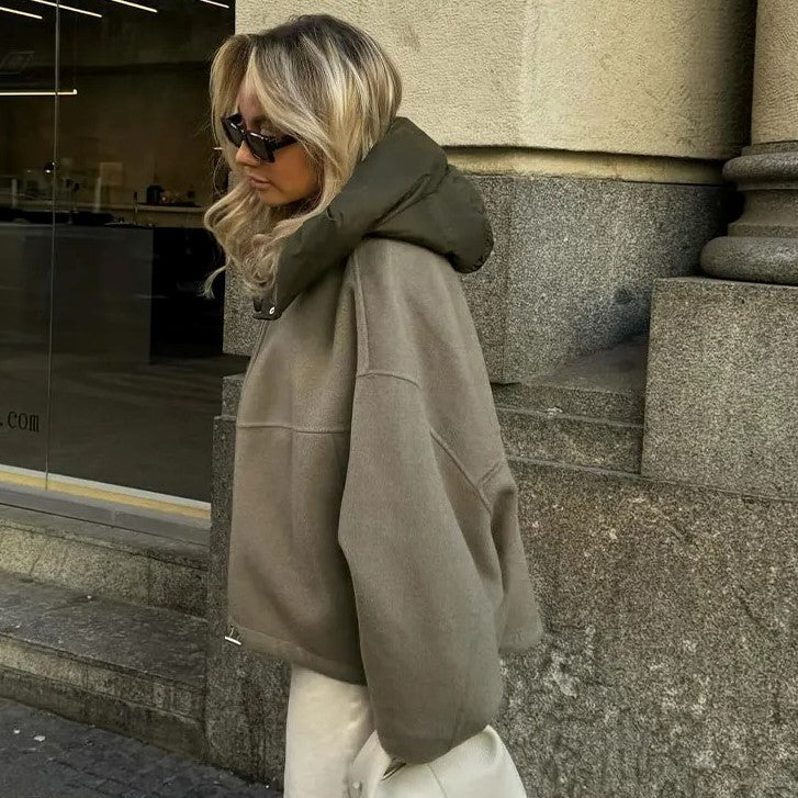 Oversized Zipper Hooded Jacket