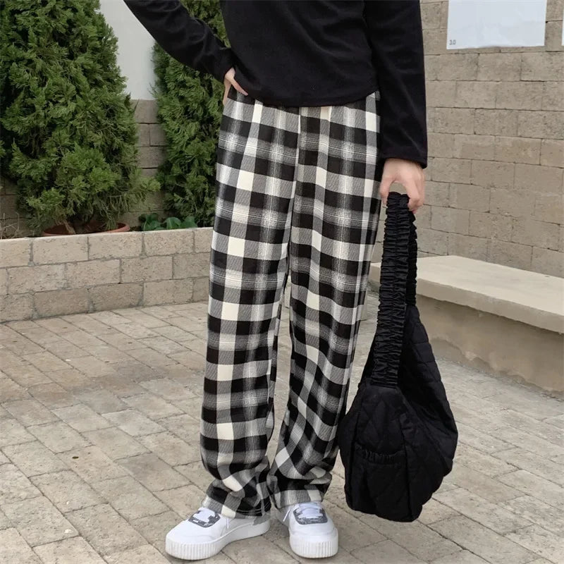 Plush Plaid Pants