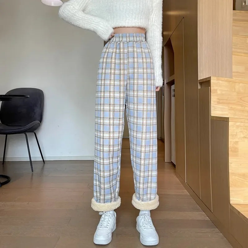 Plush Plaid Pants