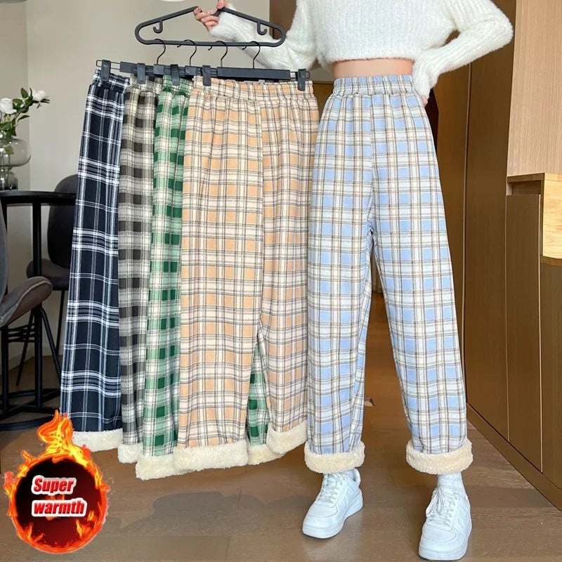 Plush Plaid Pants